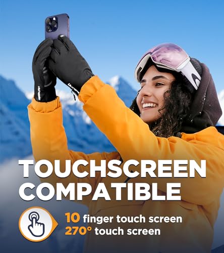 UMEWARM -10℉ Waterproof Winter Gloves Men, Touchscreen Fingers Snow Ski Gloves Women, 5-Layer Touch Screen Cold Weather Gl...
