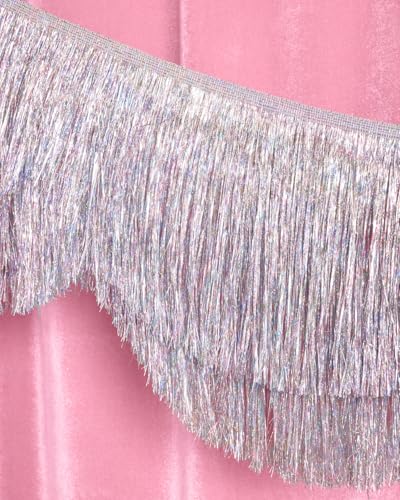 xo, Fetti Silver Iridescent Scalloped Fringe Banner - 6 Ft. | Bachelorette Party Decorations, Birthday Sign, Sparkly Deco...