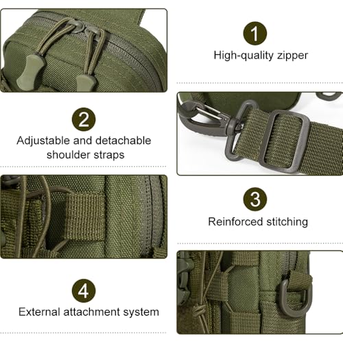 MiOYOOW Tactical Sling Bag, Waterproof Chest Pack Adjustable Crossbody Backpack for Men Women Outdoor Sports Climbing Camping