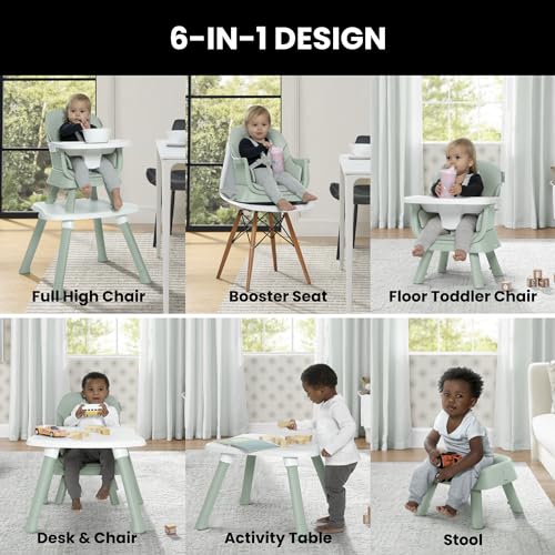 Jeep Milestone 6-in-1 High Chair by Delta Children - High Chair Converts to Stool, Booster Seat, Toddler Chair, Activity T...