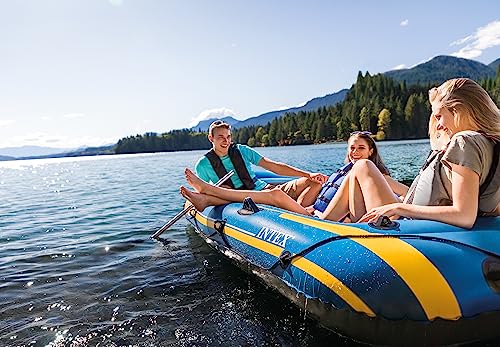 INTEX Challenger Inflatable Boat Series: Includes Deluxe Boat Oars and High-Output Pump – SuperStrong PVC – Triple Air Cha...