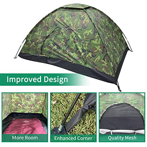 Sutekus Camping Tent Lightweight Backpacking Tent Camouflage Outdoor Equipment for Camping Hiking Biking Trip Upgraded Lar...