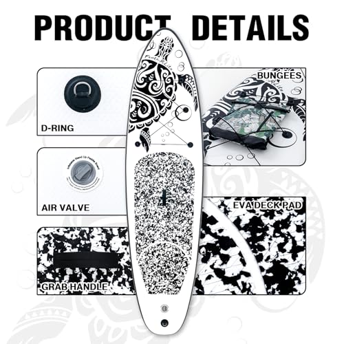 FEATH-R-LITE Inflatable Ultra-Light 10'×30''/10'6''×33'' Stand Up Paddle Board for All Skill Levels with Premium SUP Paddl...