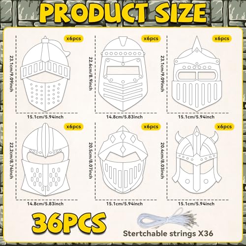 Lonfliness 36 Set Coloring Mask Craft for Kids Color Your Own DIY Kit Mask Crafts Helmet Craft for Fun Activities
