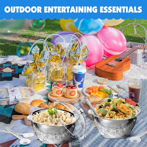 MHEOMTME MEHOEIME Large Ice Chill Salad Bowl with Lid, Iced Serving Bowl with Ice Chiller Base For Parties, Keep Food Cold...