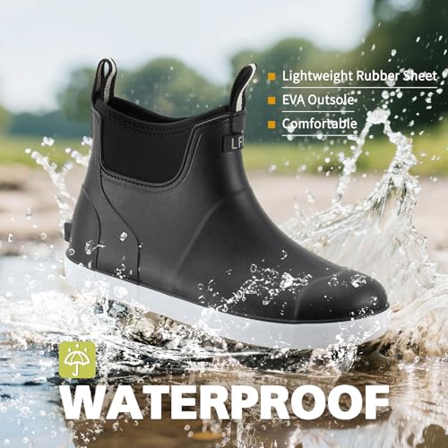 CKWLXQY Women's Deck Boots, Waterproof Ankle Rain Boots with Anti-Slip Traction, Rubber Garden & Fishing Boots for Boatin...