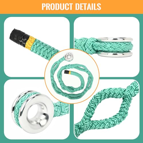 tonchean Rigging Ring Sling Rope 3/4” × 7.22FT Arboart Rope Sling with 28mm Inner Diameter Aluminum Rigging Ring 7-Pocket ...