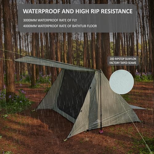 Nature Link Sirius Two Ultralight Backpacking Tent, 2 Person Trekking Pole, Waterproof, Compact, Single Wall, Bushcraft Sh...