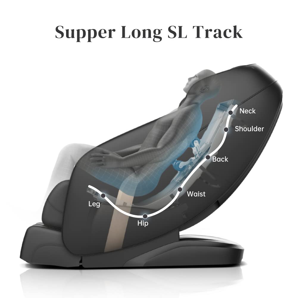 GDFStudio Zero Gravity Massage Chair SL Track Full Body Shiatsu Recliner with Bluetooth Speaker Foot Roller Heating Thai Stretch USB Charging Airbag System Home Relaxation Chair