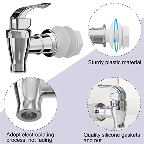 joaoxoko Spigot for Beverage Dispenser,2 Pack Beverage Dispenser Replacement Beverage Faucets Silver Faucets for 2 Gallon,...