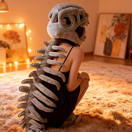 Dinosaur Skeleton Costume SetSpinosaurus-Style Dino Outfit – 3D Skull Headpiece & Spine for Dress-Up, Parties & Photos