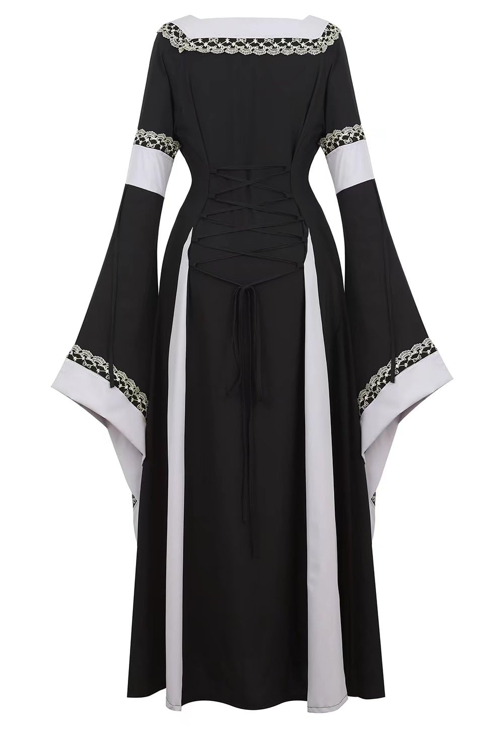 Medieval Dress Long Renaissance Costume Gown Irish Over Deluxe Victorian Vintage Cosplay Women Black XS