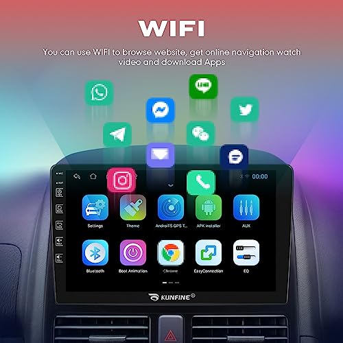 Kunfine Car CarPlay Android Auto Navigation Stereo GPS Radio Reverse Camera Display 9" IPS Touchscreen Headunit Tablet Pad...