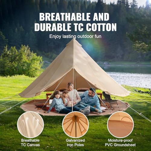 Happybuy Canvas Bell Tent - 4 Seasons Breathable 100% Cotton Canvas Yurt - w/Stove Jack, Luxury Glamping Tent Waterproof f...