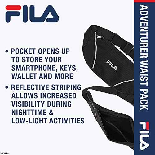 FILA Accessories Waist Pack - Running Belt Fanny Pack | Adventurer Adjustable Sports Pouch Phone Holder for Women & Men | Running, Walking, Cycling, Exercise & Fitness