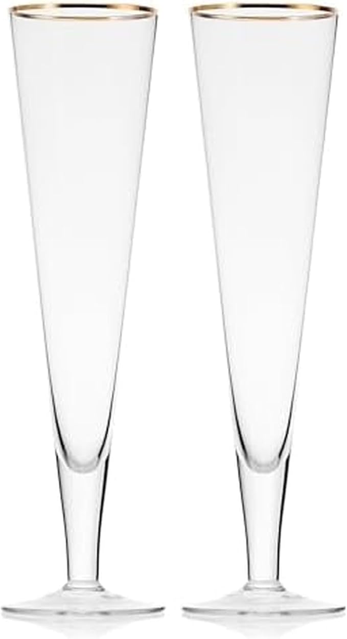 Mikasa Gold Rim Wedding Anniversary Champagne Toasting Flutes Gift Boxed, Set Of 2, 8 Ounce