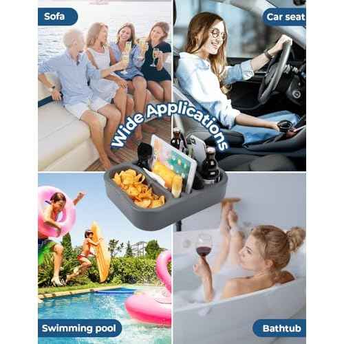 KEMIMOTO Boat Cup Holder -Marine Cup Holders, Boat Caddy Organizer,Snack Table Tray for Sofa or Car Seat