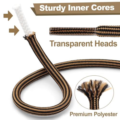 Durable Striped Round Boot Laces: Hiking Shoe Laces for Work Boots 1 Pair