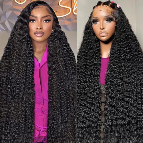 20 Inch Deep Wave Lace Front Wigs Human Hair 13x6 HD Lace Front Wigs Human Hair Pre Plucked 180% Density Deep Curly Wigs for Black Women