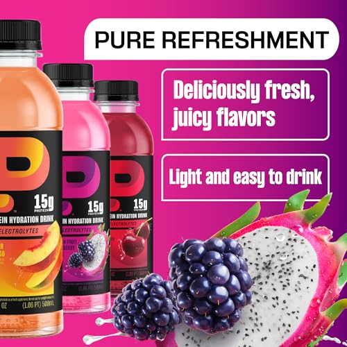 Protein2o Hydration Drink - 2-in-1 Liquid Clear Whey Protein Isolate and Electrolyte Drink - 15g Protein, Vitamins B5, B6...