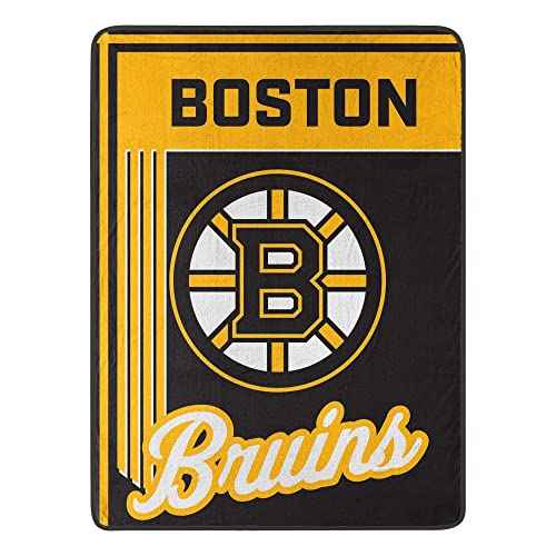 NORTHWEST Officially Licensed Boston Bruins NHL Team Throw Blanket 46¡ȡ¿60¡È ? Licensed Microfiber Throw with Hockey Logos for Fans, Dorms, Game Day Couches & Fan Caves