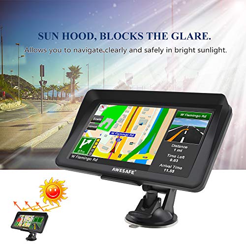 AWESAFE GPS Navigator for Car Truck RV with Bluetooth, Latest 2025 Map 7 inch Touch Screen GPS for Car, Vehicle GPS with S...