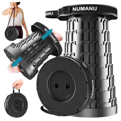 NUMANU 2025 Upgraded Collapsible Stool, Max 620lbs 2.5"-18" H Adjustable Portable Folding Stool for Adults, Retractable Fo...
