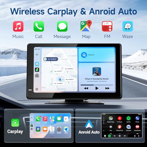 Haudio Portable Wireless Carplay Car Stereo, 7" HD Touchscreen for Car with Apple CarPlay & Android Auto with Backup Camer...