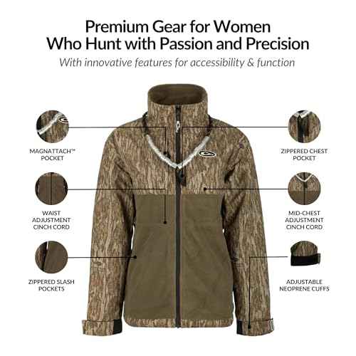 Drake Waterfowl Women's MST Eqwader Plus Full Zip Hunting Jacket, Mossy Oak Bottomland, Large