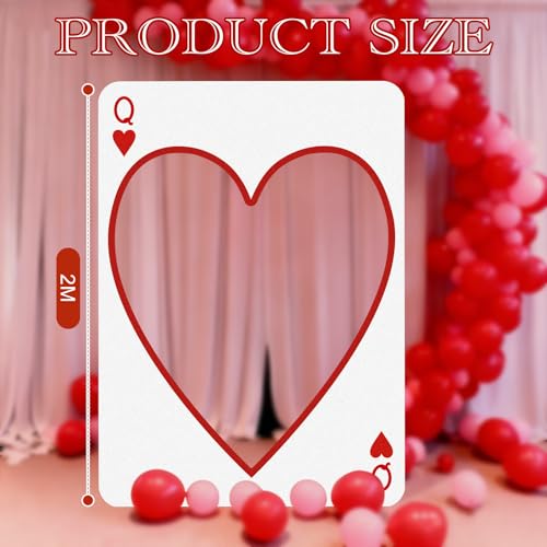 Aurelema 2m Large Valentine's Day Photo Booth Props Party Decoration Stand Poker Player Cards Backdrop Red Heart Cutout Va...