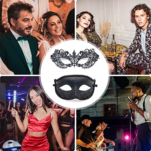 Vtrem Masquerade Mask for Couples: Black Mardi Gras Party Ball Mask Set Women Men Dad Daughter Prom Couple Valentine's Masks