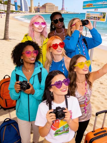 SKAHTOUF 12/20 Pairs Heart Shaped Sunglasses, Colorful Transparent Fun Glasses for Festival Party Favor & Photo Booth Props