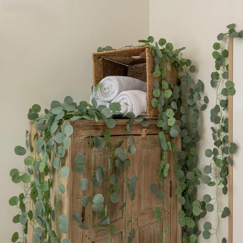 CQURE 8Pcs Eucalyptus Garland,Artificial Eucalyptus Leaves Table Greenery Garland Wreath Spring Vines for Wedding Party Ta...