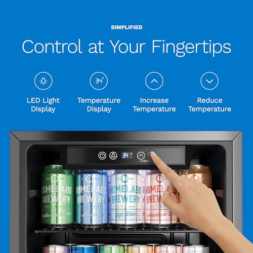 hOmeLabs Beverage Refrigerator and Cooler - 120 Can Mini Fridge with Glass Door for Soda Beer or Wine - Small Drink Dispen...