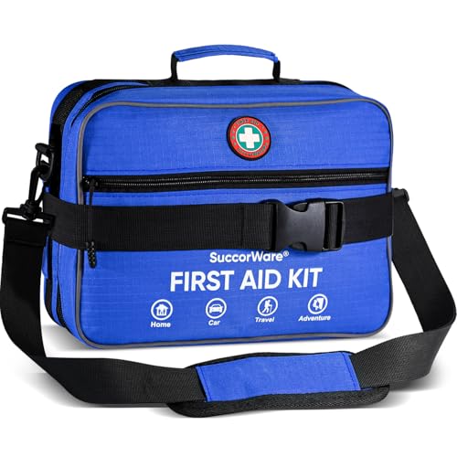 Professional 435 Pieces Large First Aid Kit - Includes Compressed Gauze - Compartments Emergency Medical Kit for Home, Cam...