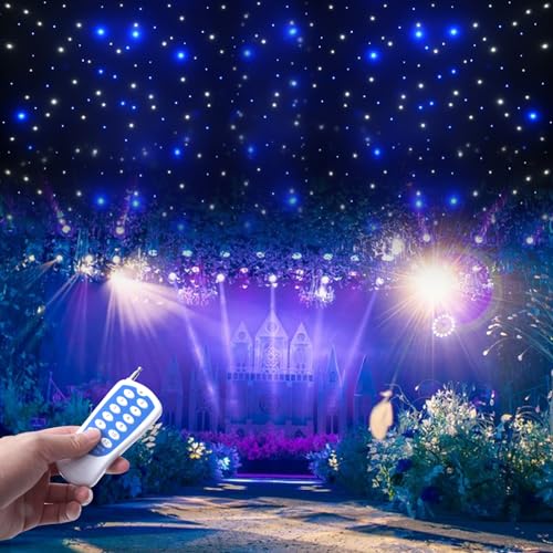 LED Stage Star Backdrop, 20x10FT Party Curtain Velvet Backdrops with DMX512 Remote Controller 12W Foldable LED Stage Star ...