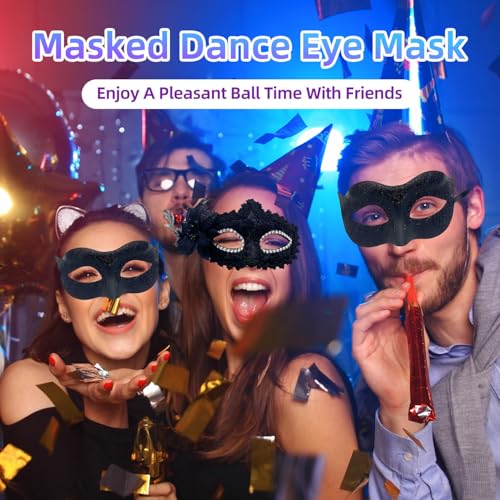 Gorbgle Masquerade Mask for Couples, Glitter Venetian Lace Masks for Women Men, Costume Eye Mask for Ball Party, Carnival