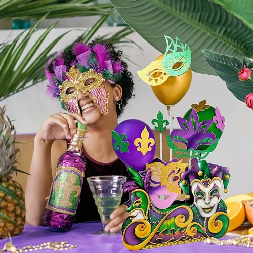 Cheerland Mardi Gras Decorations Mardi Gras Table Centerpiece Decor Birthday Masquerade Carnival For New Orleans Mask Fat ...