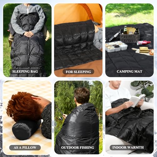 MOOX Down Camping Blanket Packable Backpacking Camping Quilt Outdoor Lightweight Warm Water Resistant Puffy Sleeping Bag T...