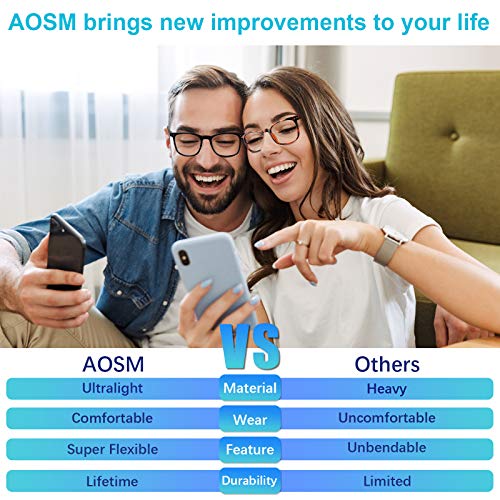 AOSM Blue Light Glasses for Men & Women,Gaming glasses Anti-Glare UV400 Protection,Blue Light Blocking to Relieve Eye Strain