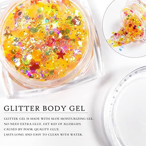 Ownest 12 Colors Holographic Chunky Glitter Gel Set, Christmas Party Makeup Face Body Eye Lips Hair Nail Cosmetic Festival...