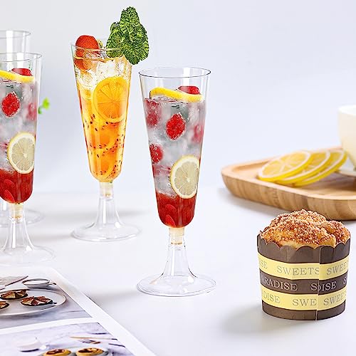 SUREHOME Plastic Champagne Flutes Disposable Champagne Glasses 20 Pack 5 Oz Clear Plastic Mimosa Glasses Acrylic Wedding T...