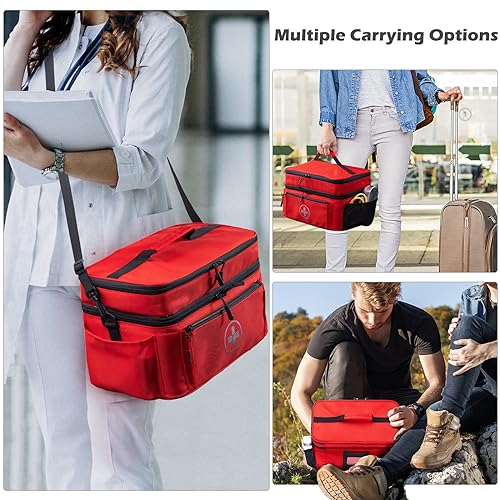 BAGSFY Travel Medicine Bag Organizer, Medical Bag Empty, Pill Bottle Organizer for Home, Large Medication Storage, Travel ...