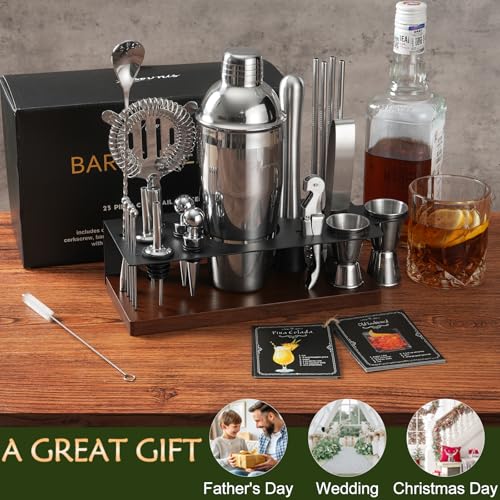 ASOVNIS 23-Piece Bartender Kit, Cocktail Shaker Set with Stand | Bar Drink Mixer Set with All Essential Bar Tools: Martini...