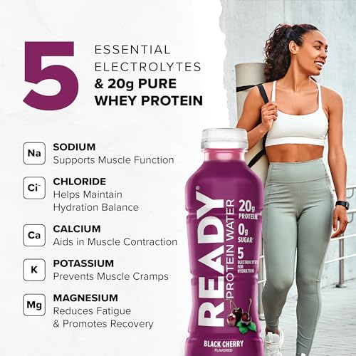 Ready® Protein Water – 20g Whey Protein Isolate, Zero Sugar, Low-Calorie Sports Drink for Hydration & Recovery – Electroly...