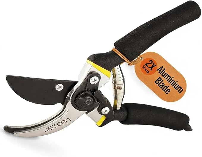 Astorn 8" Premium Bypass Pruning Shears for Gardening - Heavy Duty, Ultra Sharp Garden Shears w/Ergonomic Soft Grip Handle - Made with High-Grade Carbon Steel - Ideal for Cutting, Gardening & Trimming