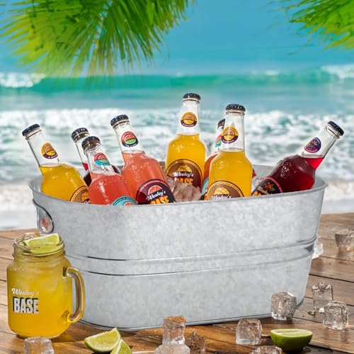 2 Pack 3 Gallon Galvanized Tub Ice Buckets for Parties Portable Beverage Tub Champagne Bucket Metal Ice Buckets for Cockta...