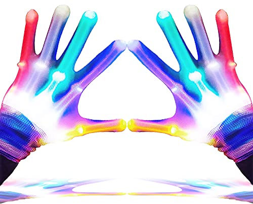 GLEDLOVES LED Gloves for Kids, Teens & Adults - Finger Light Gloves with 5 Colors/6 Modes - Perfect for 9-12 Year Old Boys...