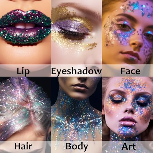 UCANBE Yellow Body Glitter Stick, Face Glitter for Singer Concerts Music Festival, Chunky Glitter Makeup Rave Accessories ...