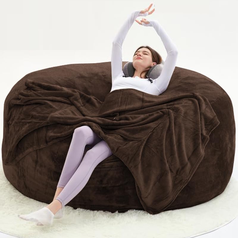 5FT,Big Bean Bag Chairs for Adults,Bean Bag with Filler Included,Memory Foam Bean Bag,Giant beanbag,Suitable for Reading Chairs in Living Room, Bedroom and Dormitory. (Brown, 5 Foot)